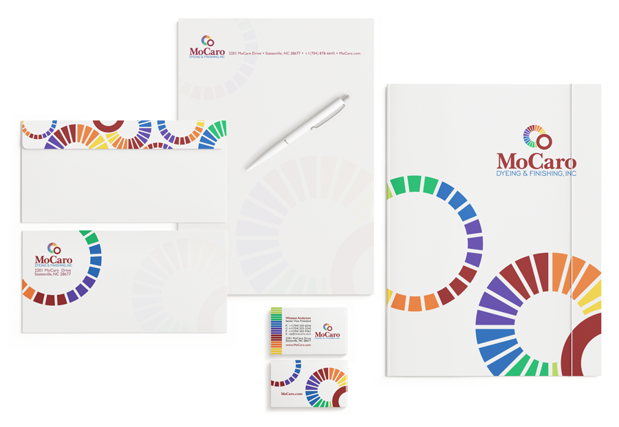 Graphic Design of Folder, Letterhead, Envelope and Business Cards for MoCaro