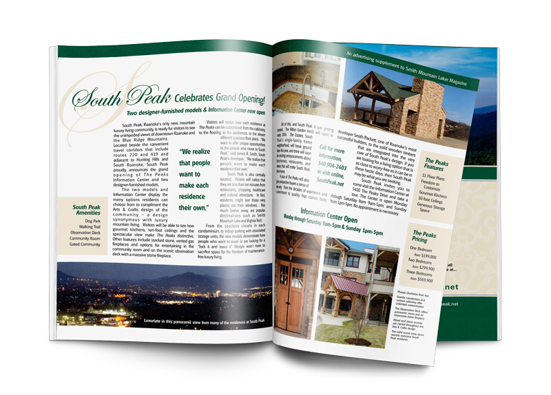 Graphic Design of Advertorial for South Peak