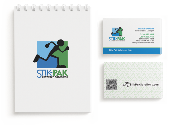 Logo Design on Notepad and Business Cards for Stik-Pak Solutions
