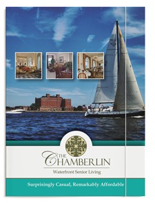 Graphic design of The Chamberlin two pocket folder